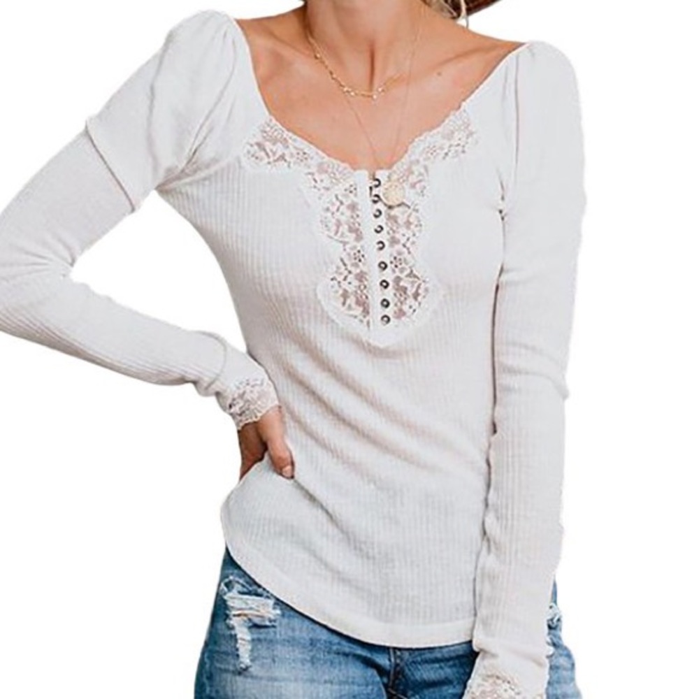 Free People White Lace Top Size XS